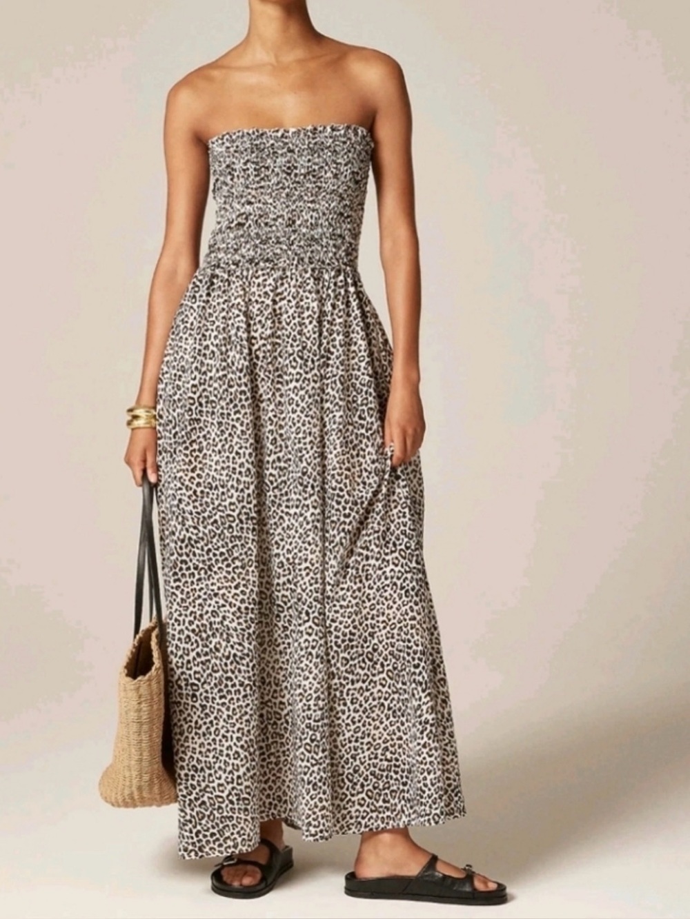 J. Crew Smoked Maxi Dress in Leopard Print - Picture 3 of 3